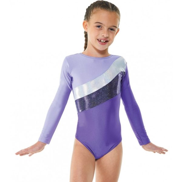 Gym Leotard in Lycra Sparkle, Long Sleeved - Balletwear UK